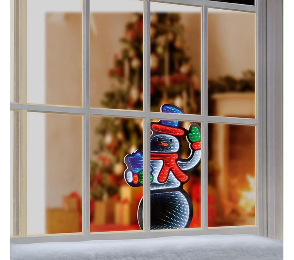 PREMIER Standing Waving Snowman Infinity Mirror with Multicolour LEDs - 60 cm image number 3 of 4