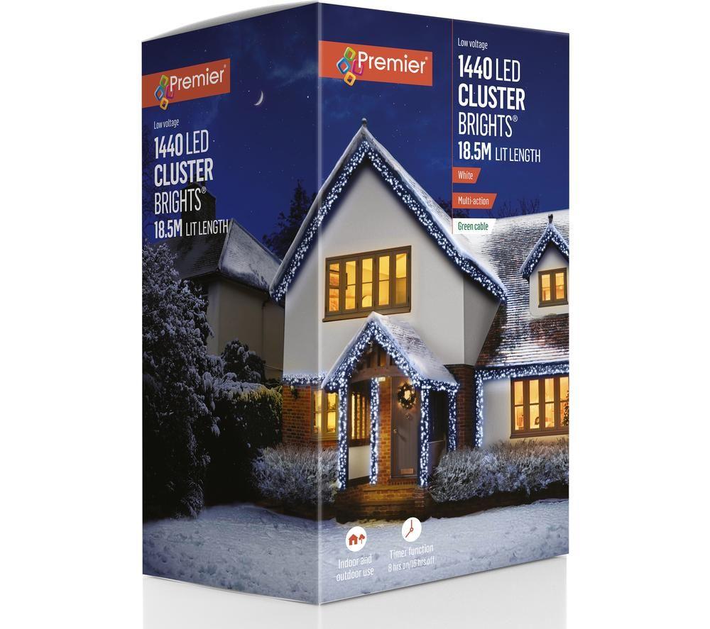 Premier Clusterbrights 1440 White Led String Lights - 18.5 M