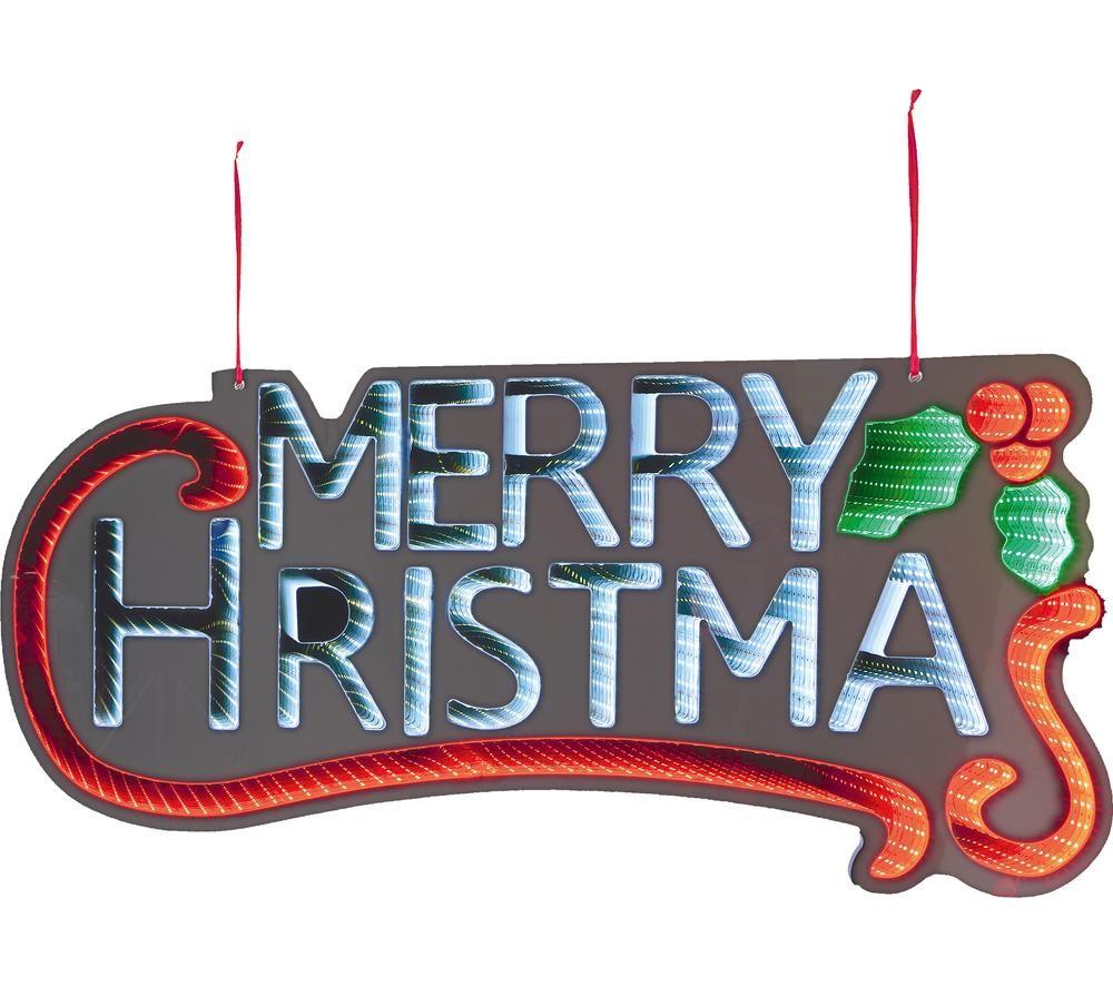 Premier Merry Christmas Infinity Mirror With Multicolour Leds - 60 Cm
