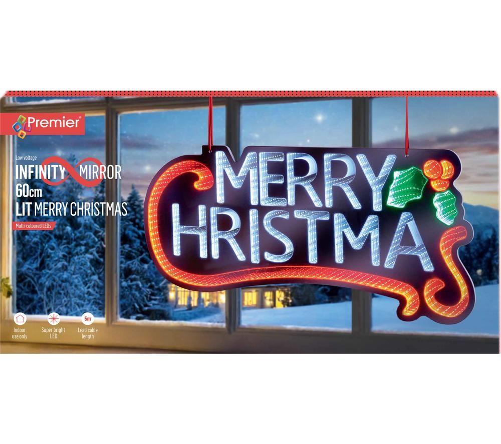 PREMIER Merry Christmas Infinity Mirror with Multicolour LEDs - 60 cm image number 2 of 4