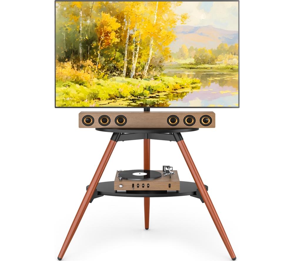 TTAP Ravello 919 mm Corner TV Stand with Bracket for up to 65" TVs - Walnut & Black image number 2 of 10