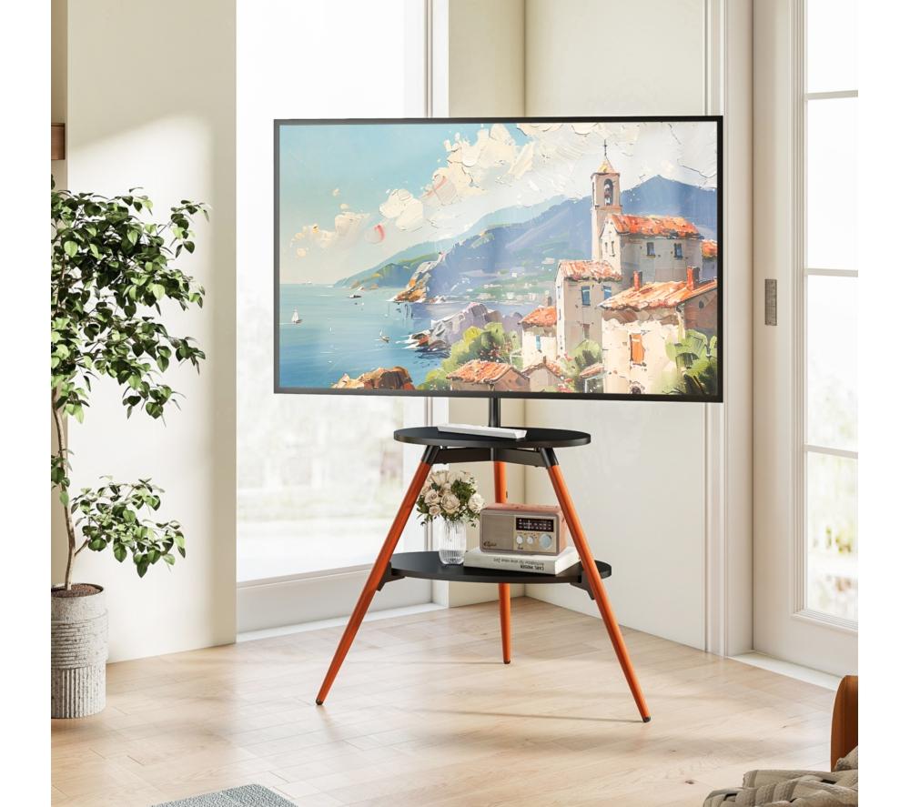 TTAP Ravello 919 mm Corner TV Stand with Bracket for up to 65" TVs - Walnut & Black image number 3 of 10