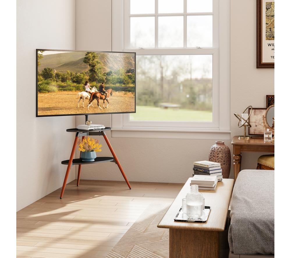TTAP Ravello 919 mm Corner TV Stand with Bracket for up to 65" TVs - Walnut & Black image number 4 of 10