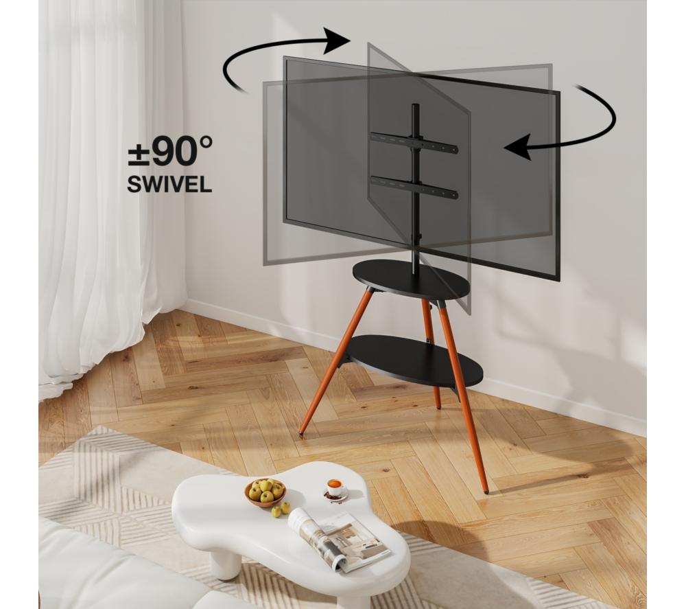 TTAP Ravello 919 mm Corner TV Stand with Bracket for up to 65" TVs - Walnut & Black image number 5 of 10