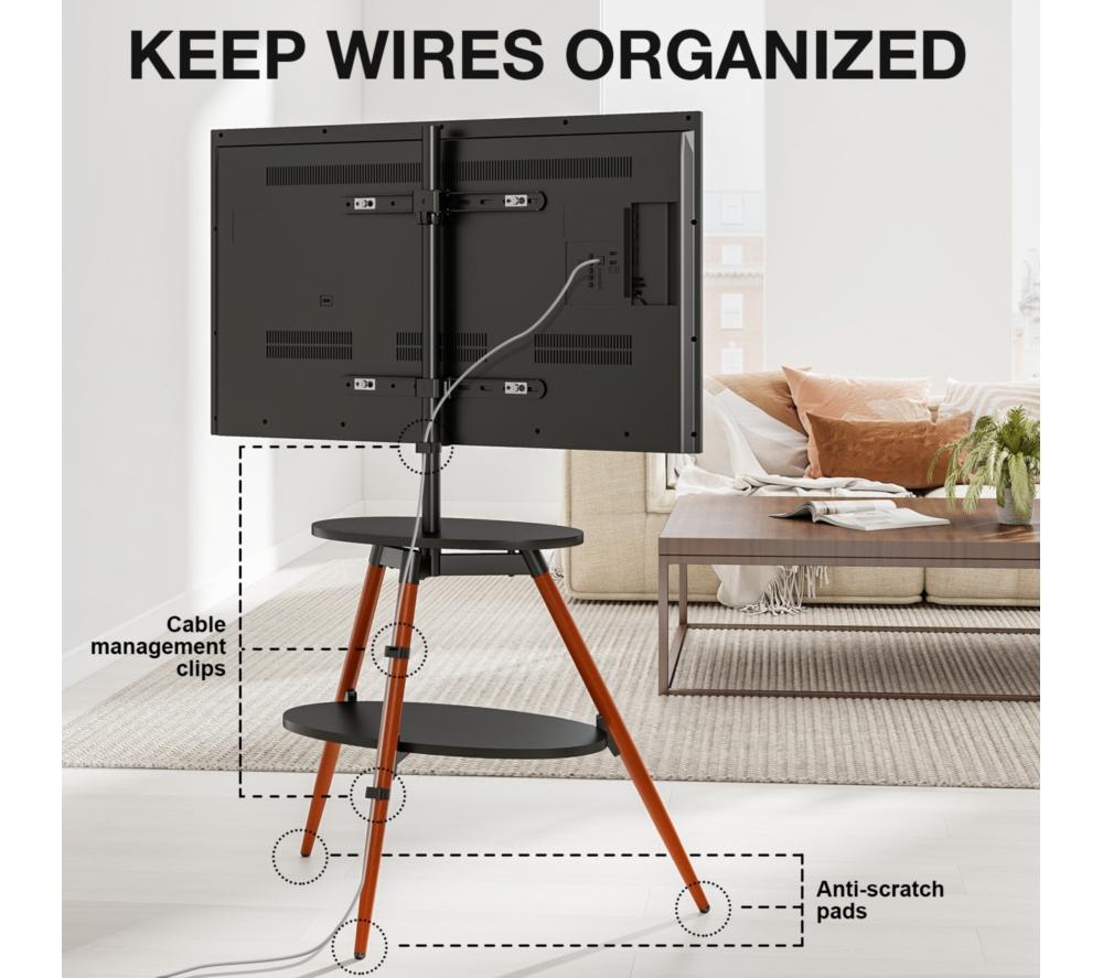 TTAP Ravello 919 mm Corner TV Stand with Bracket for up to 65" TVs - Walnut & Black image number 7 of 10