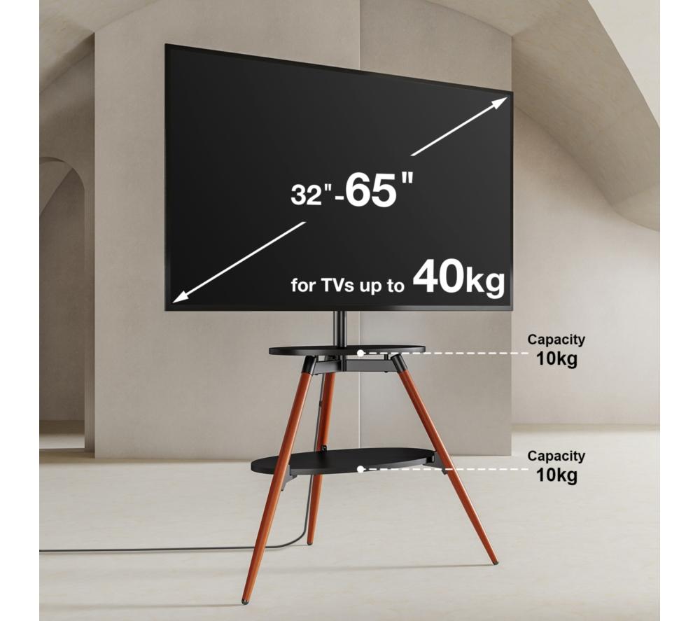 TTAP Ravello 919 mm Corner TV Stand with Bracket for up to 65" TVs - Walnut & Black image number 10 of 10