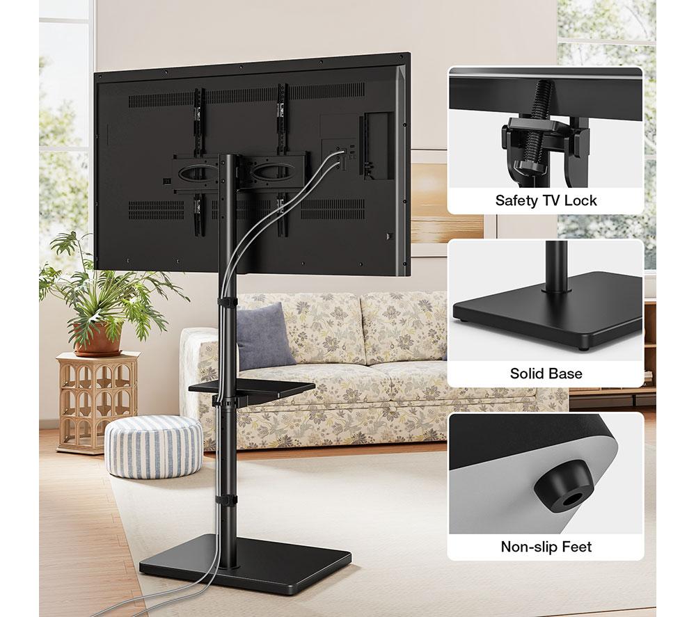 TTAP FS-OAK 500 mm TV Stand with Bracket for up to 60" TVs - Black image number 7 of 10