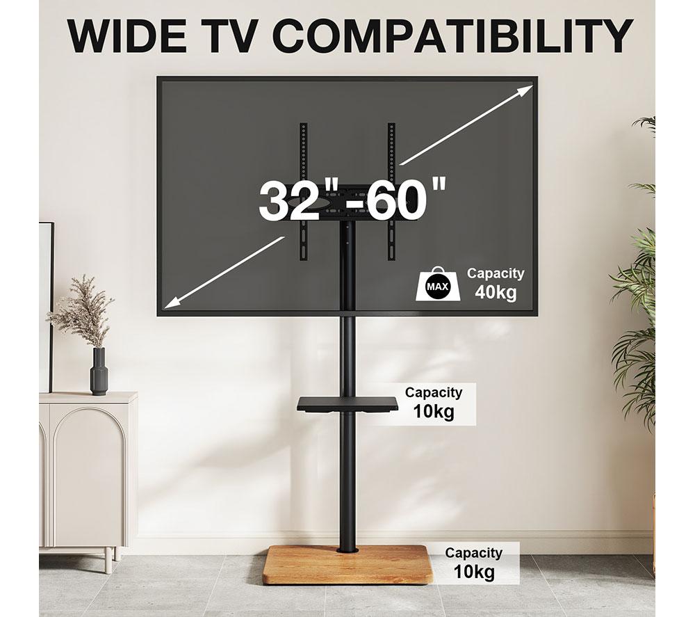 TTAP FS-OAK 500 mm TV Stand with Bracket for up to 60" TVs - Black image number 10 of 10