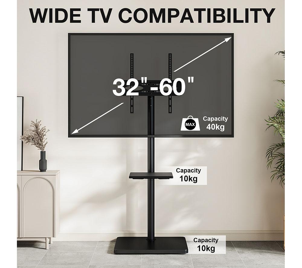 TTAP FS-BLK 500 mm TV Stand with Bracket for up to 60" TVs - Black image number 10 of 10