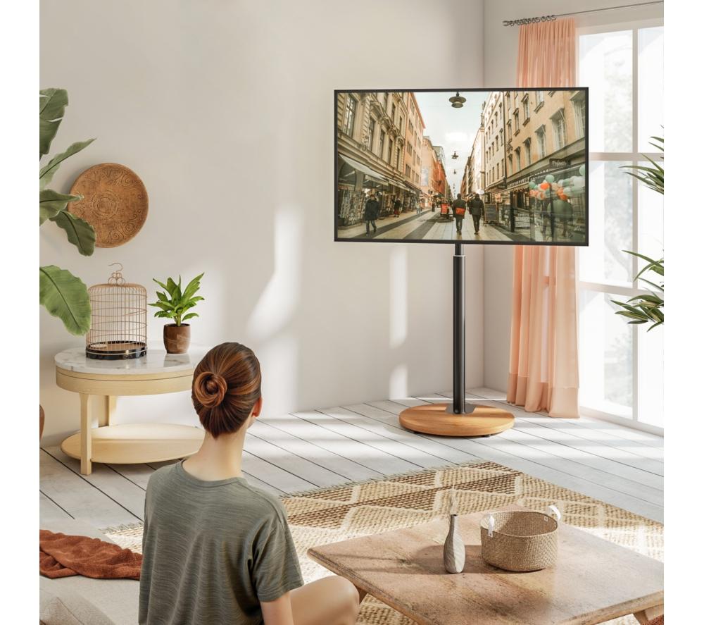 TTAP FSC-OAK 480 mm TV Stand with Bracket for up to 65" TVs - Oak & Black image number 9 of 9