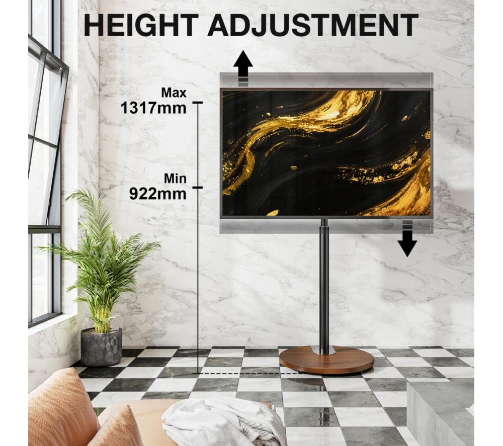 TTAP FSC-WAL 480 mm TV Stand with Bracket for up to 65" TVs - Walnut & Black image number 6 of 9