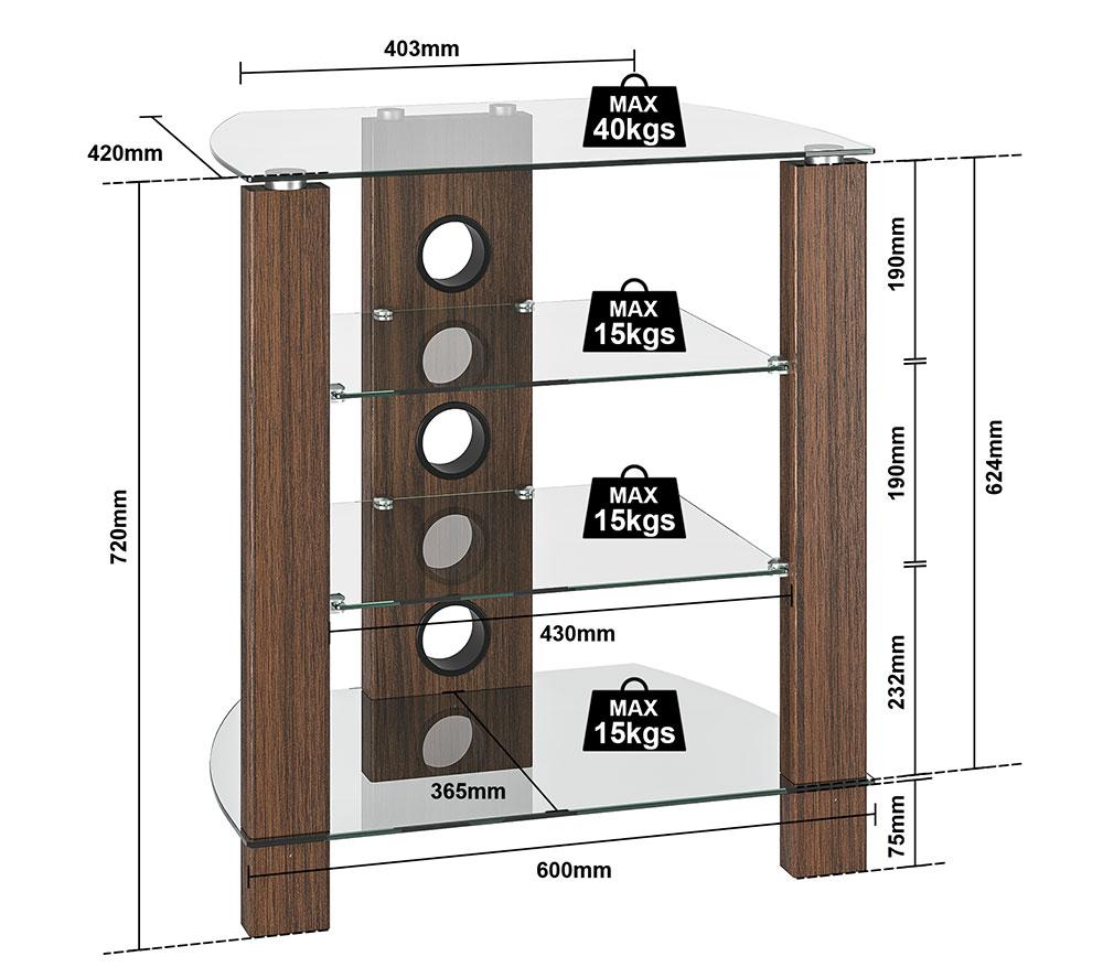 TTAP Vision 650 mm HiFi & TV Stand for up to 50" TVs - Walnut image number 6 of 9