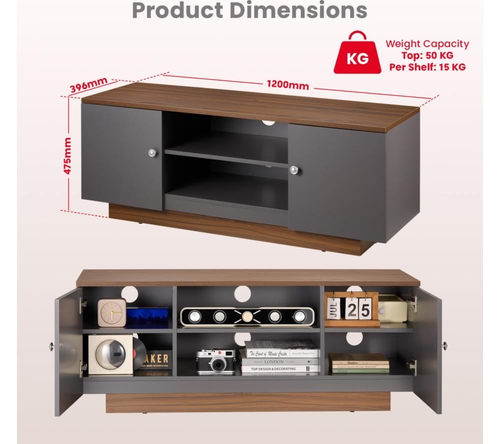 TTAP Venice 1200 mm TV Stand for up to 65" TVs - Grey image number 4 of 7