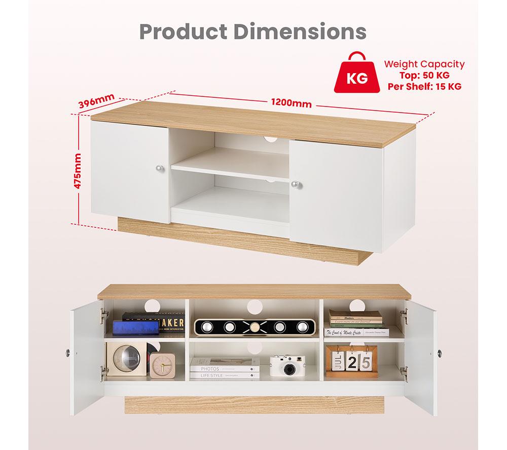 TTAP Venice 1200 mm TV Stand for up to 65" TVs - White image number 5 of 8