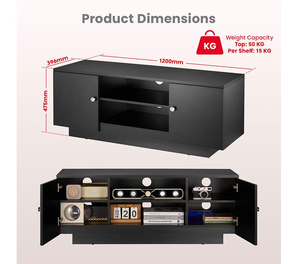 TTAP Venice 1200 mm TV Stand for up to 65" TVs - Black image number 5 of 8