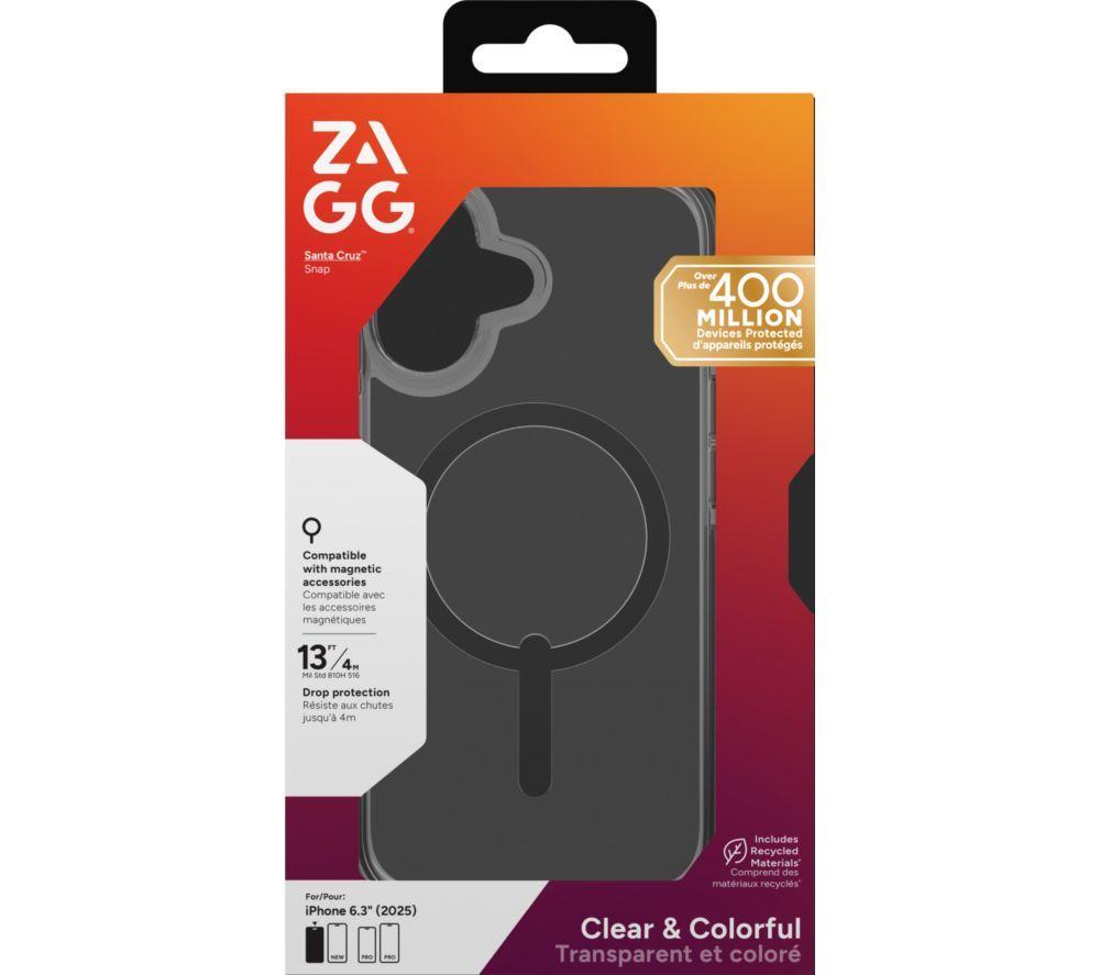 ZAGG Santa Cruz Snap iPhone 17 Case - Clear & Black image number 2 of 3