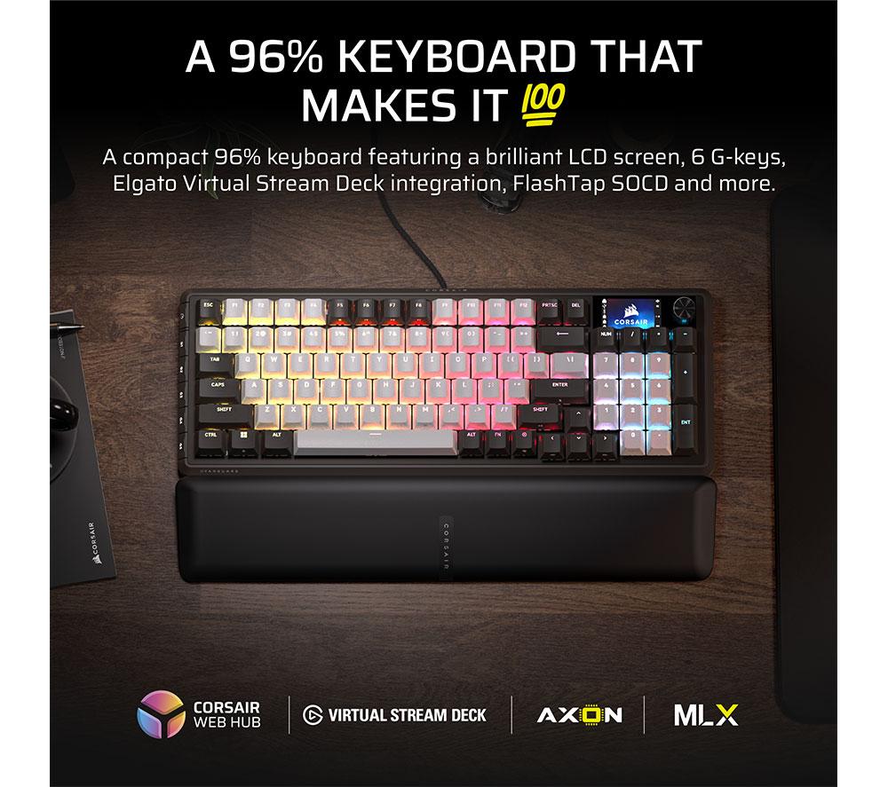 CORSAIR VANGUARD 96 Mechanical Gaming Keyboard - Black & Dual Tone image number 7 of 12