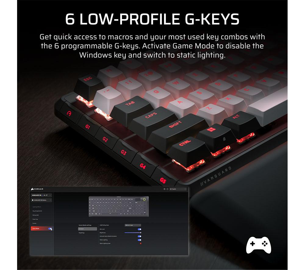 CORSAIR VANGUARD 96 Mechanical Gaming Keyboard - Black & Dual Tone image number 12 of 12