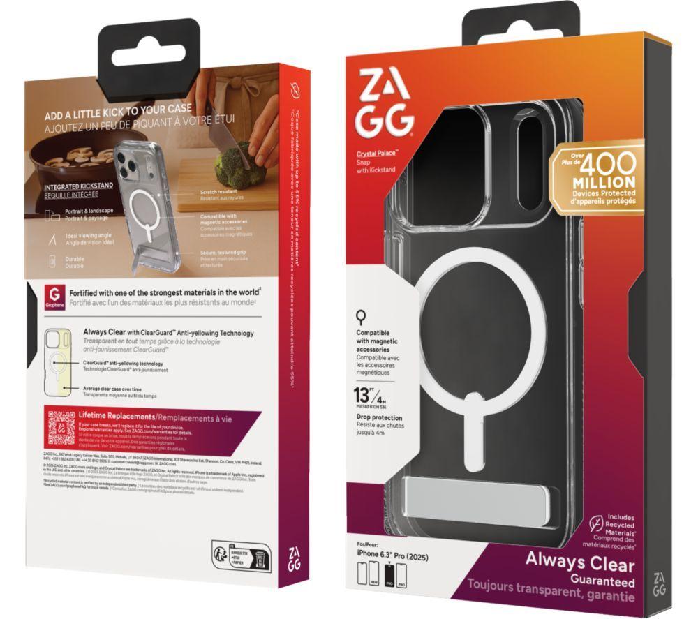 ZAGG Crystal Palace Snap Kickstand iPhone 17 Pro Case - Clear image number 2 of 2