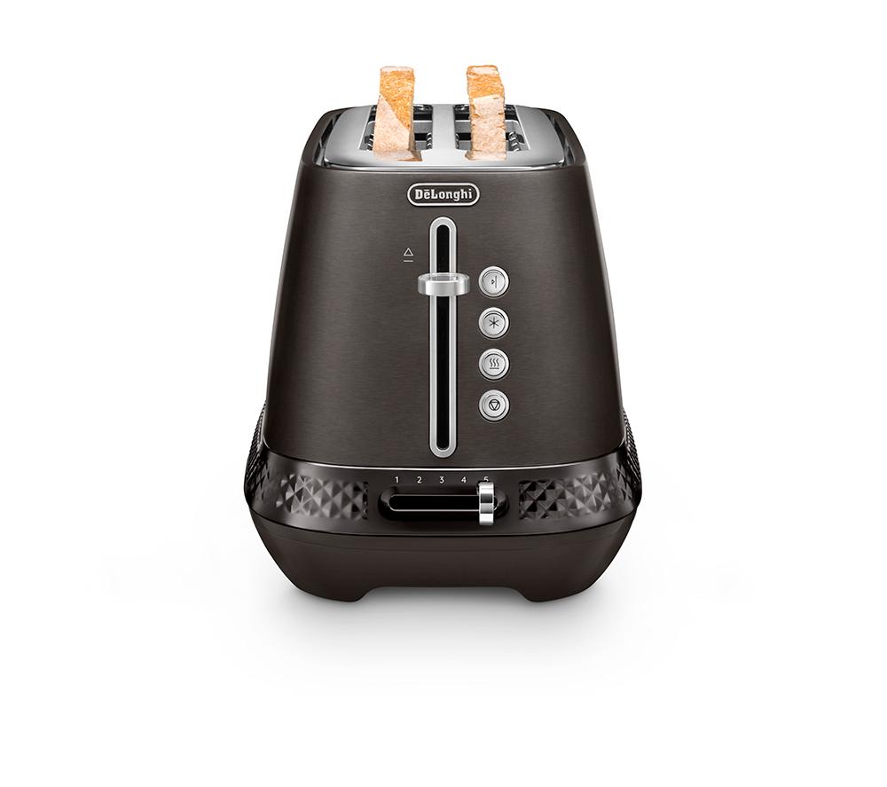 DELONGHI Diadema CTV3003.BK 4-Slice Long Toaster - Brushed Steel Black