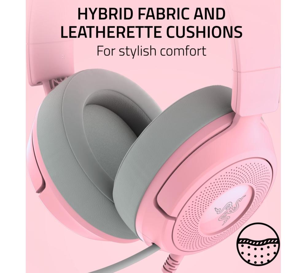 Razer Kraken Kitty V2 USB Hoofdtelefoon RGB Chroma Kitty Ears - Gevoelige Verlichting - HyperClear Microfoon - Triforce-Driver 40mm - 7.1 Geluid - Rozenkwarts