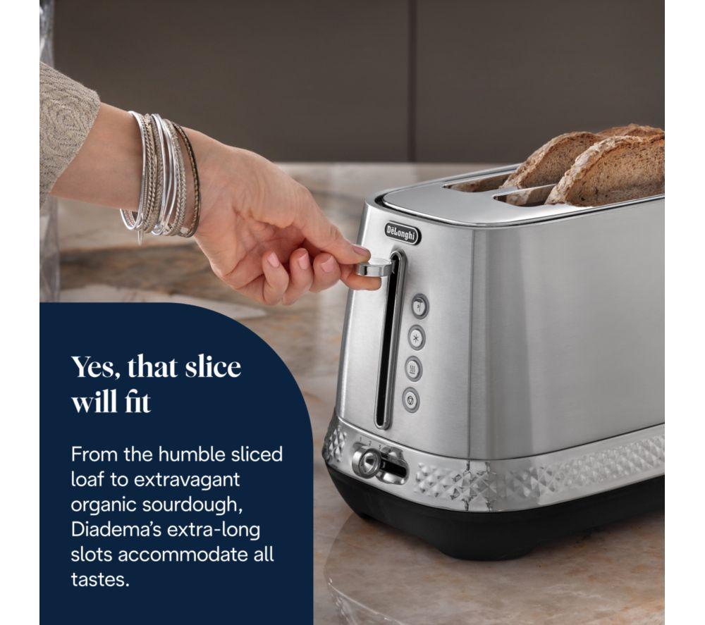 DELONGHI Diadema CTV3003.M 4-Slice Long Toaster - Brushed Steel image number 2 of 6