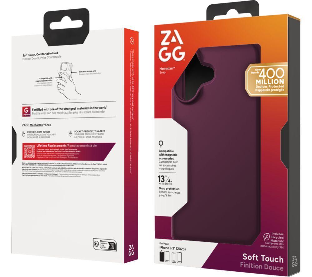 ZAGG Manhattan Snap iPhone 17 Case - Black Cherry image number 2 of 4