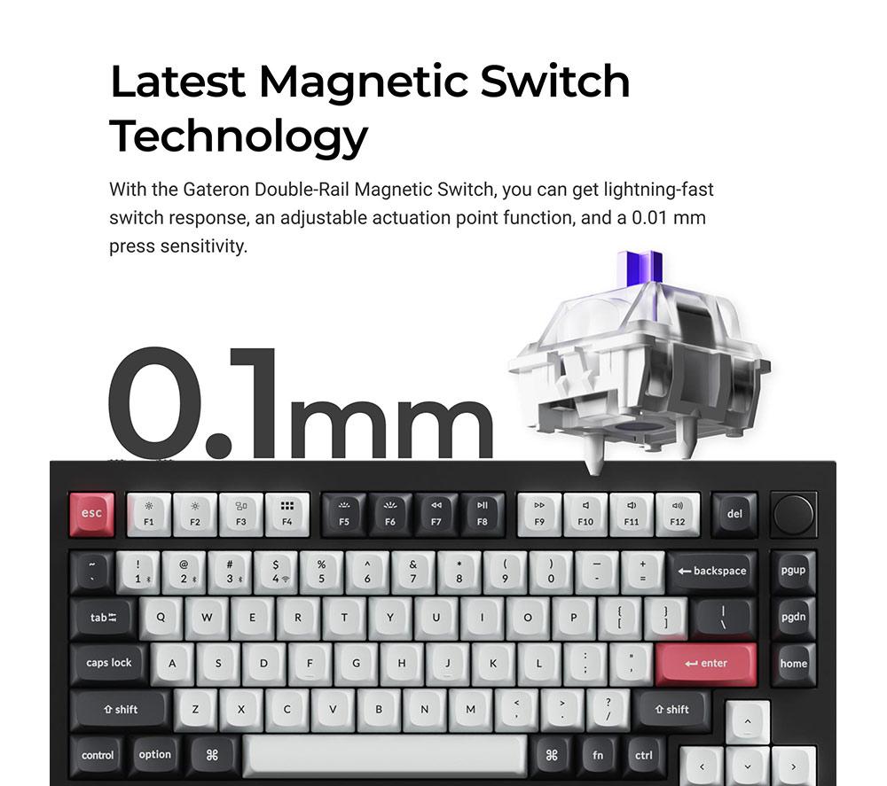 KEYCHRON Q6 HE Wireless Mechanical Gaming Keyboard - Carbon Black image number 4 of 7