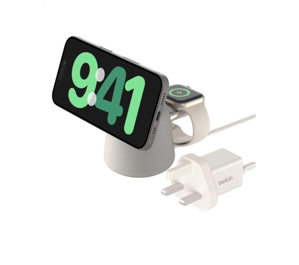BELKIN BoostCharge Pro Qi2 2-in-1 Magnetic 15 W Wireless Charger - Sand image number 5 of 9