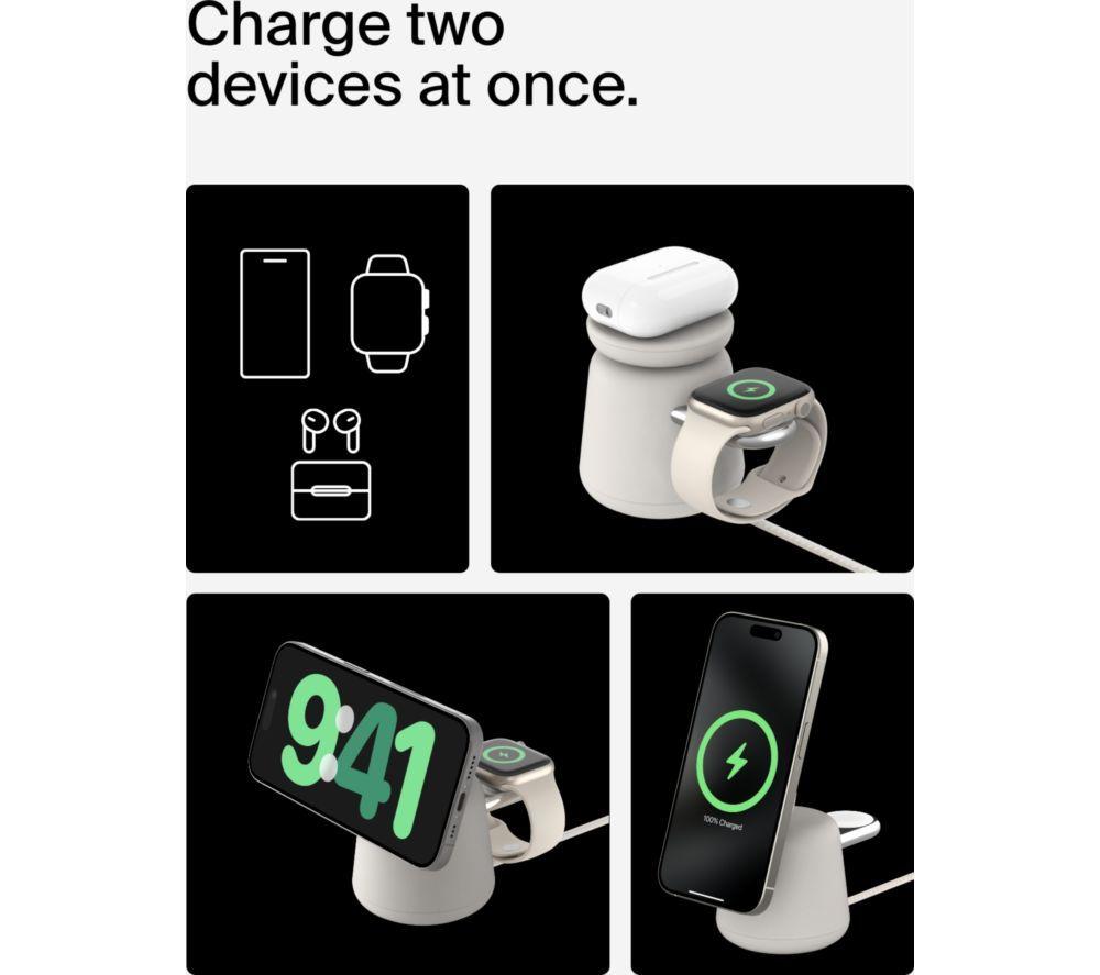 BELKIN BoostCharge Pro Qi2 2-in-1 Magnetic 15 W Wireless Charger - Sand image number 7 of 9