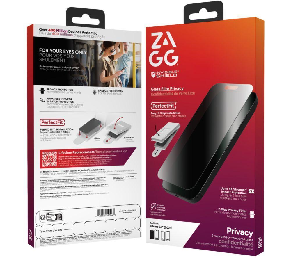 ZAGG InvisibleShield Glass Elite Privacy iPhone 17 Screen Protector image number 5 of 5