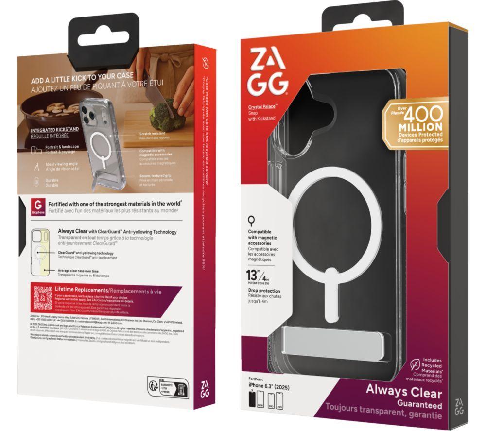 ZAGG Crystal Palace Snap Kickstand iPhone 17 Case - Clear image number 2 of 2