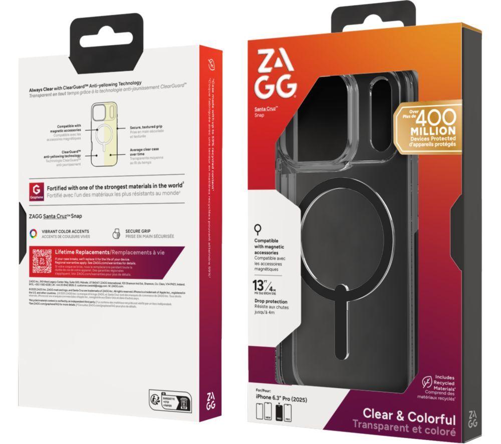 ZAGG Santa Cruz Snap iPhone 17 Pro Case - Clear & Black image number 3 of 3