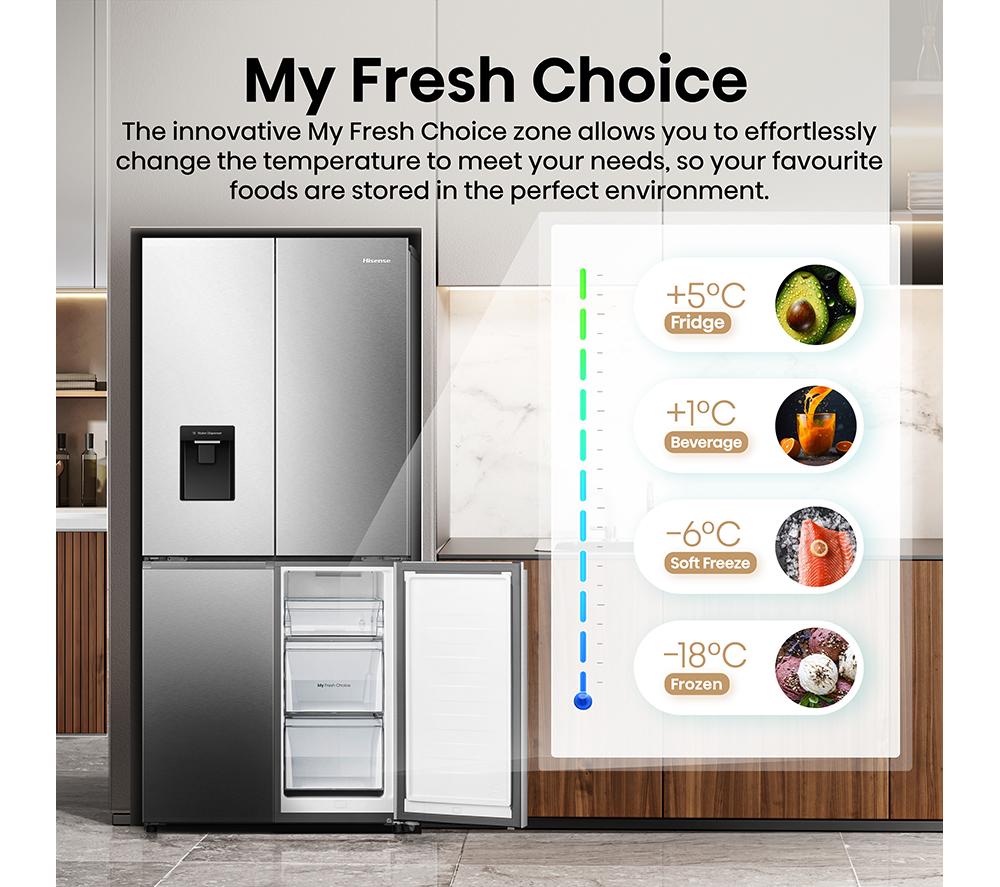 HISENSE PureFlat RQ5P470SMIE American-Style Smart Fridge Freezer - Stainless Steel image number 5 of 12