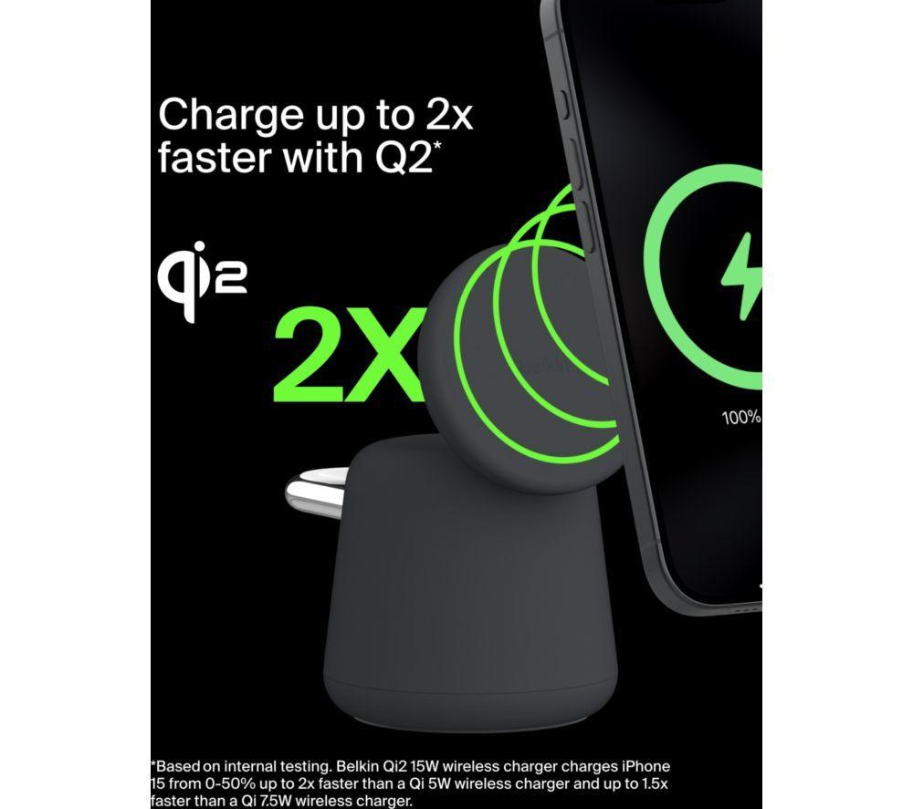 BELKIN BoostCharge Pro Qi2 2-in-1 Magnetic 15 W Wireless Charger - Charcoal image number 5 of 9