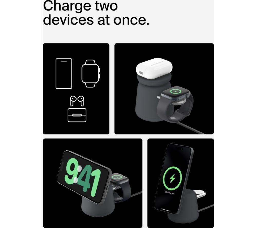 BELKIN BoostCharge Pro Qi2 2-in-1 Magnetic 15 W Wireless Charger - Charcoal image number 6 of 9