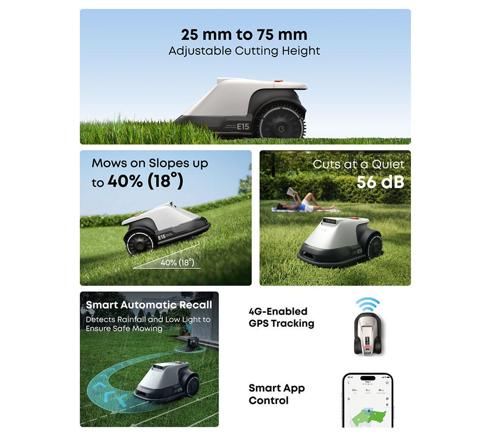 EUFY E15 Cordless Robot Lawn Mower - Grey image number 8 of 8