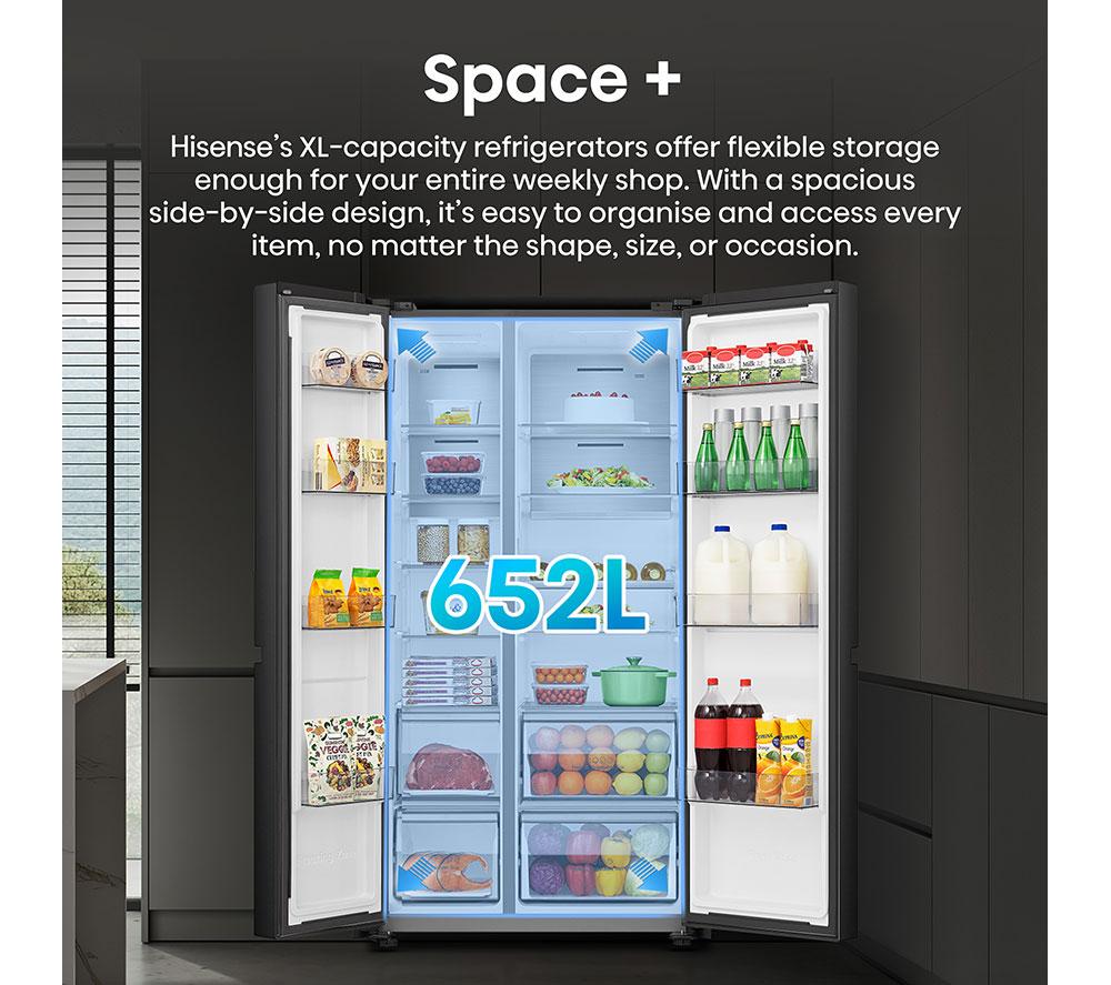 HISENSE PureFlat RS5P668SSFC American-Style Smart Fridge Freezer - Black Stainless Steel image number 8 of 15