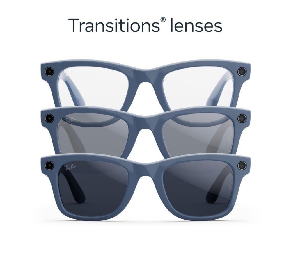 RAY-BAN META Wayfarer (Gen 2) Glasses - Shiny Cosmic Blue with Clear to Sapphire Transitions Lenses image number 7 of 7