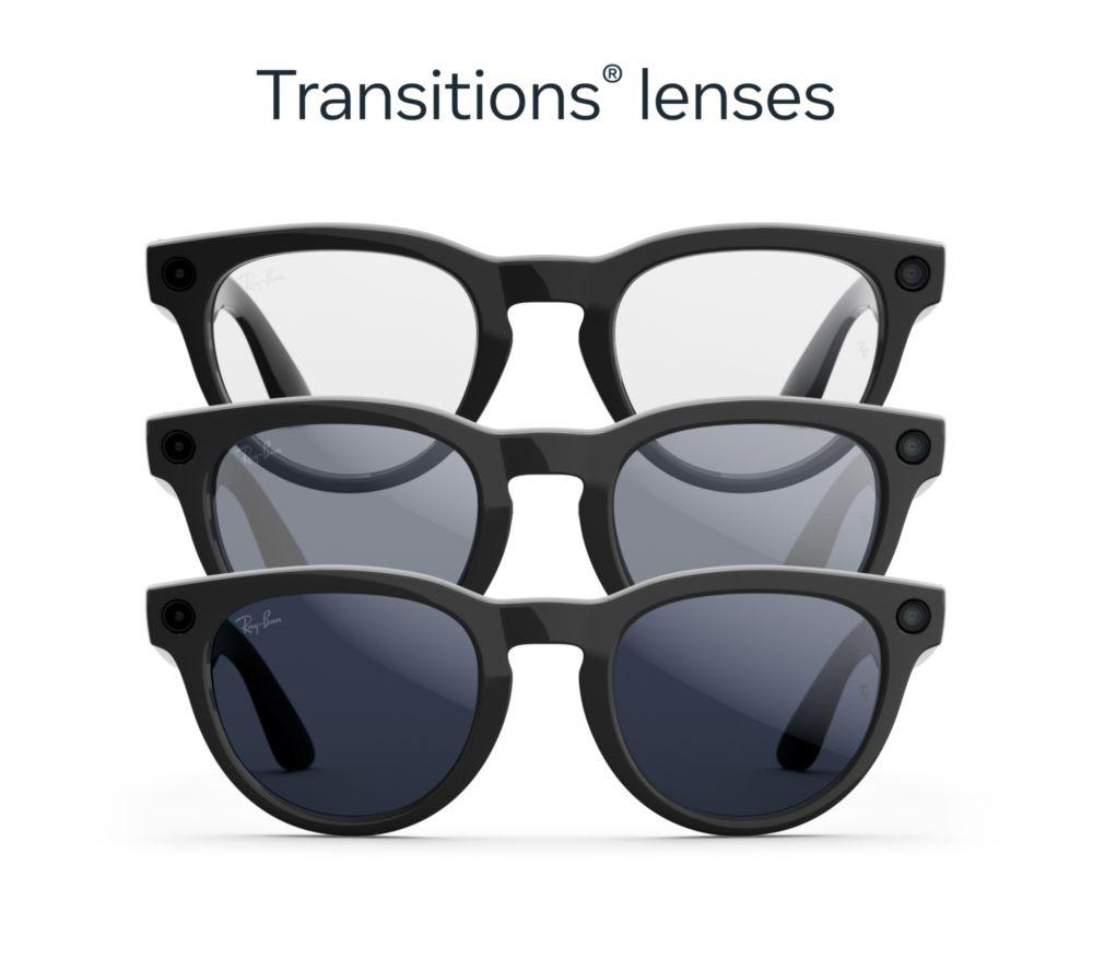 RAY-BAN META Headliner (Gen 2) Glasses - Shiny Black with Clear to Sapphire Transitions Lenses image number 7 of 7