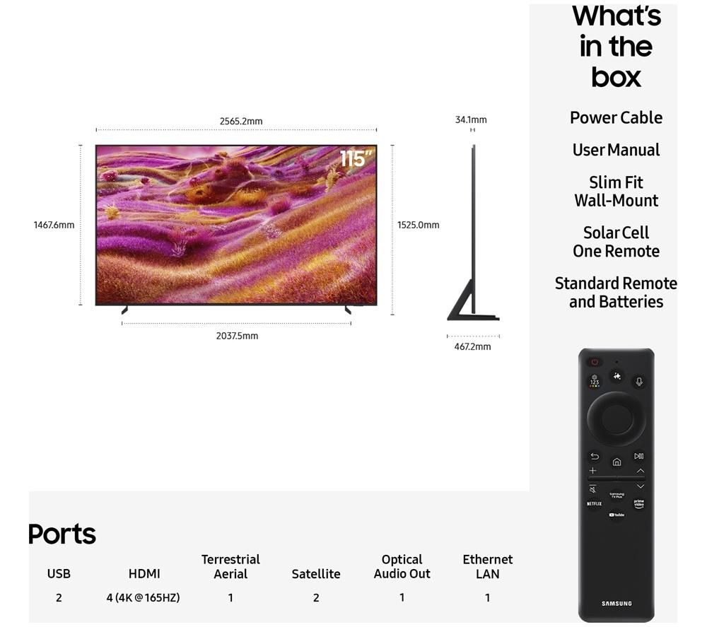 SAMSUNG QN90F 115" Neo QLED 4K Mini LED Vision AI Smart TV 2025 - QE115QN90F image number 7 of 14
