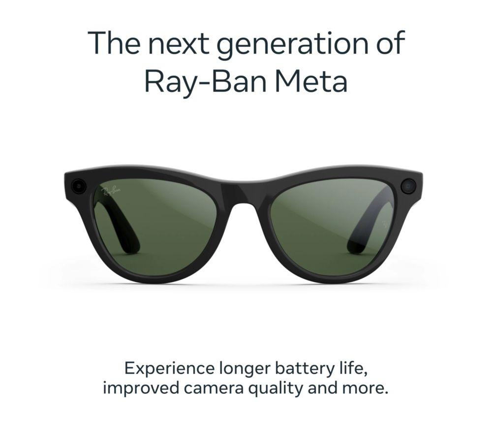 RAY-BAN META Skyler (Gen 2) Glasses - Shiny Black with Green Lenses image number 2 of 7