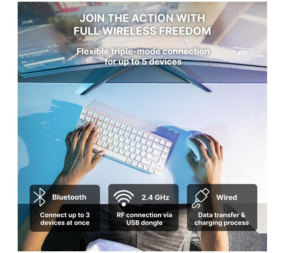 CHERRY K33 Compact Wireless RGB Gaming Keyboard - White image number 8 of 10