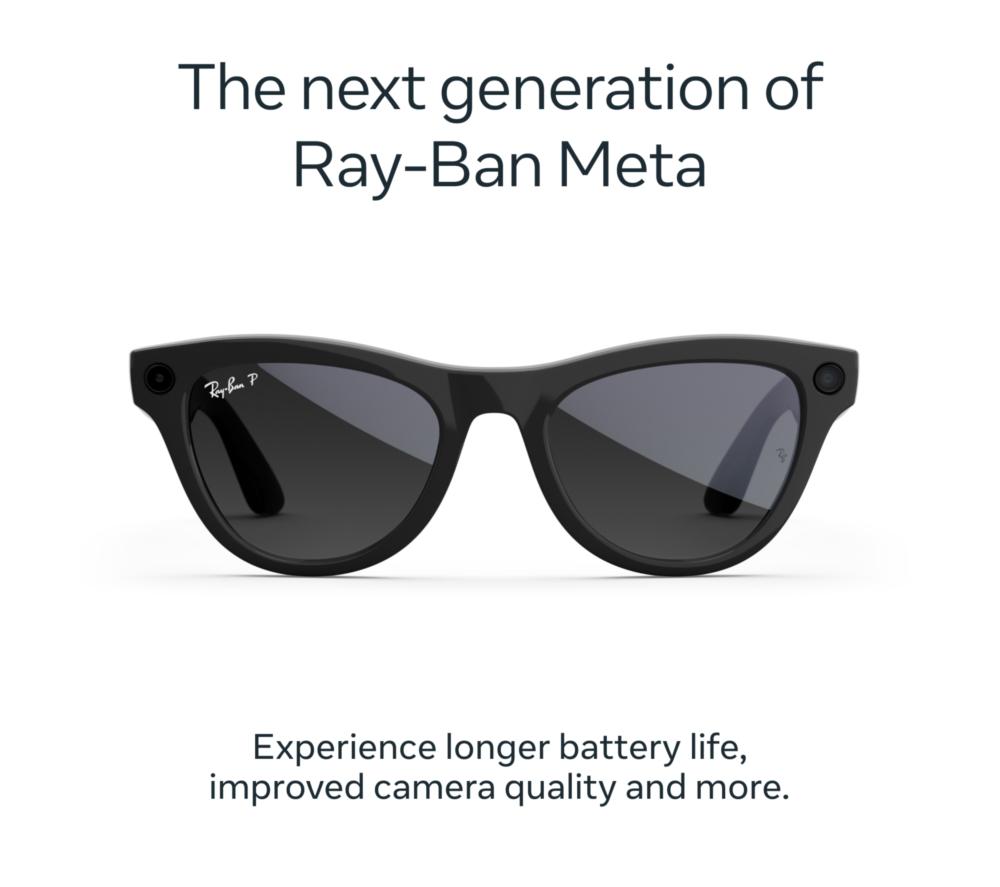 RAY-BAN META Skyler (Gen 2) Glasses - Shiny Black with Polarised Gradient Graphite Lenses image number 2 of 7