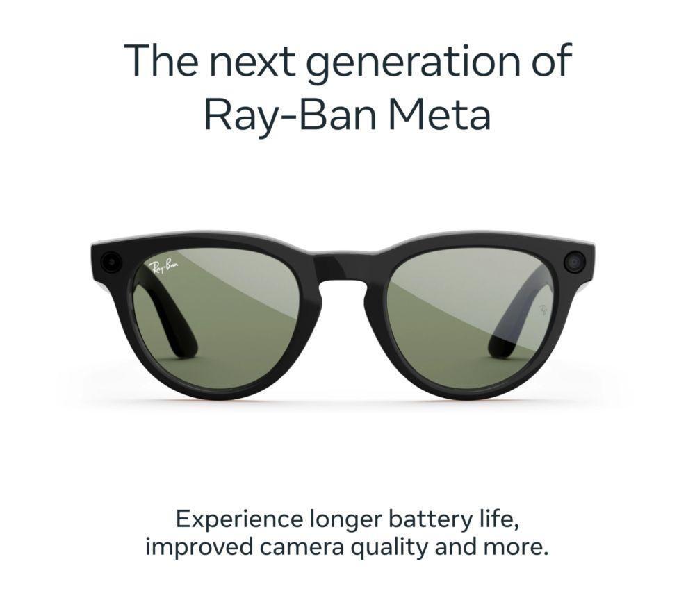 RAY-BAN META Headliner (Gen 2) Glasses - Shiny Black with Green Lenses image number 2 of 7