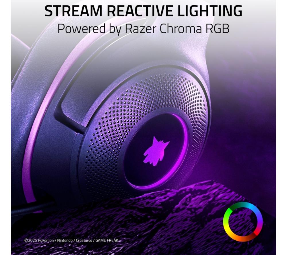 RAZER Kraken Kitty V2 USB Gaming Headset - Gengar Pok&eacute;mon Edition, Purple image number 3 of 9