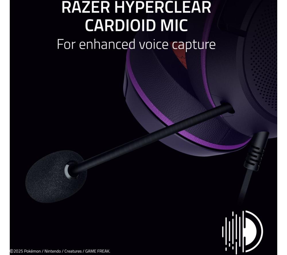 RAZER Kraken Kitty V2 USB Gaming Headset - Gengar Pok&eacute;mon Edition, Purple image number 5 of 9
