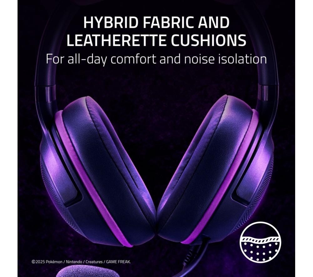RAZER Kraken Kitty V2 USB Gaming Headset - Gengar Pok&eacute;mon Edition, Purple image number 7 of 9