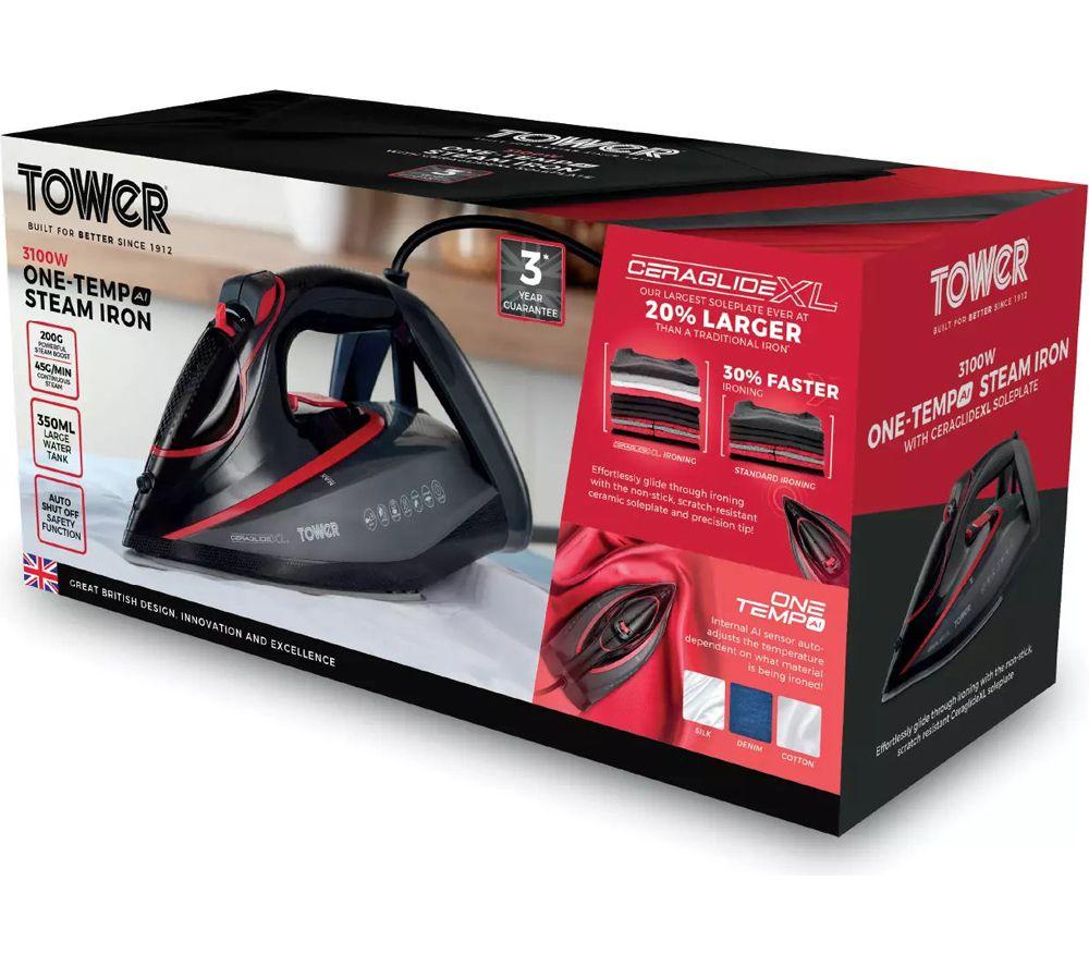 TOWER T22034RED One Temp Steam Iron - Red & Black image number 3 of 4