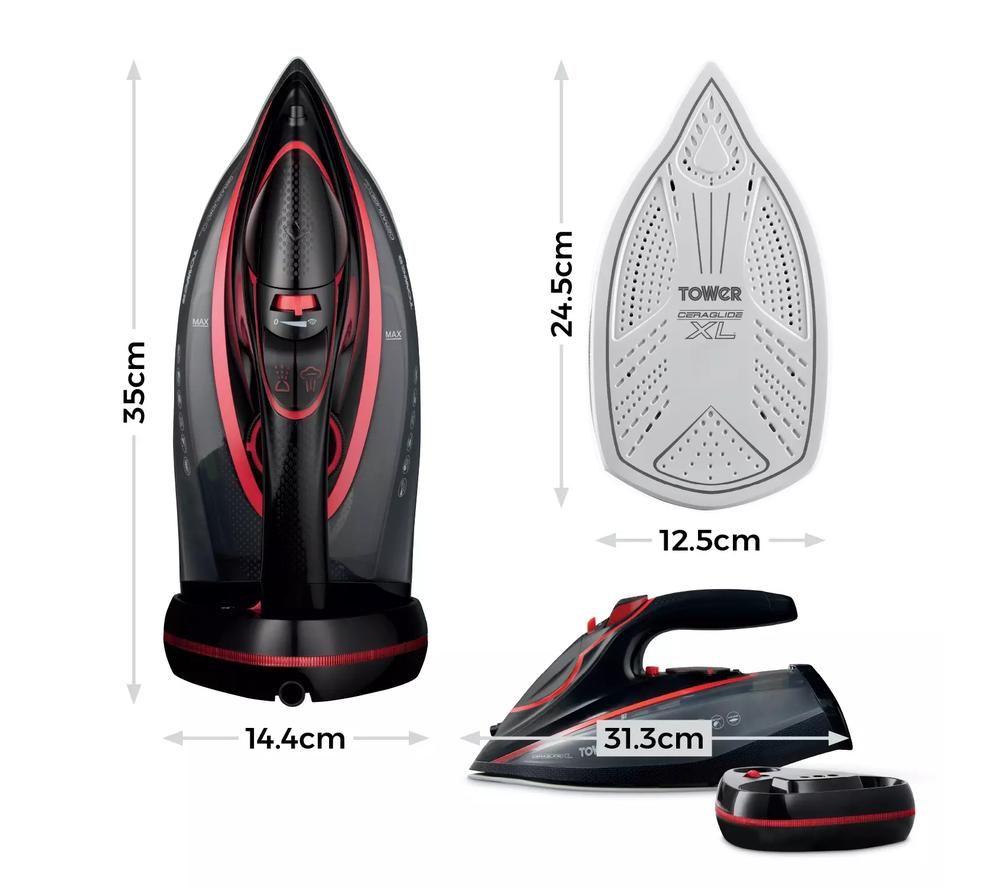 TOWER T22035RED Cordless Steam Iron - Red image number 5 of 5